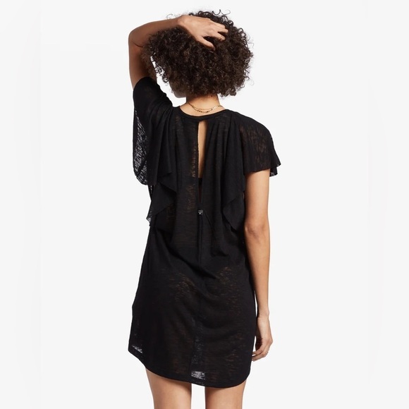 Billabong Women’s Swim Cover Dress Medium Black Out For Waves Semi Sheer Coastal - Picture 4 of 17